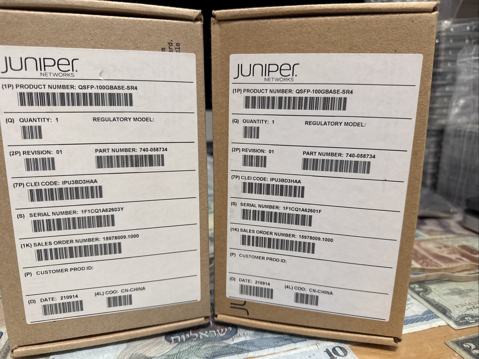 Lot of 2x New Juniper JNP-QSFP-100G-SR4 740-058734 QSFP-100GBase-SR4