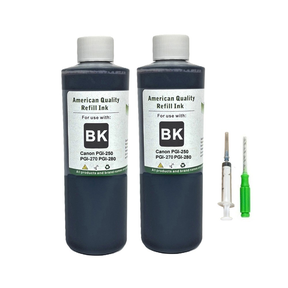 2x250ml Ink Refill Bottles Black for Canon PGI-250 PGI-270 PGI-280 Premium Ink
