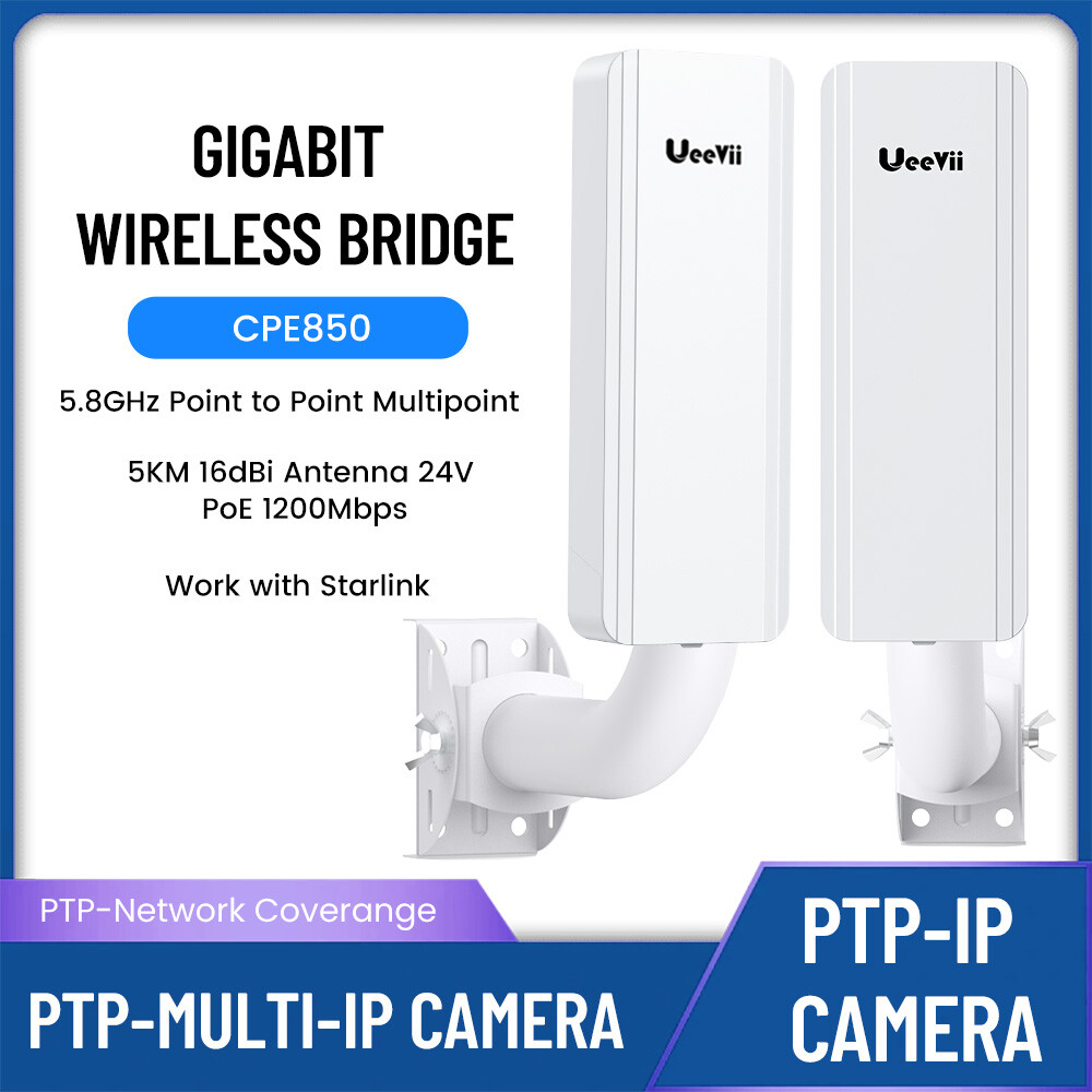 Gigabit WiFi Bridge with Mounts 1200Mbps 1Gbps 5KM Point to Point/Multipoint