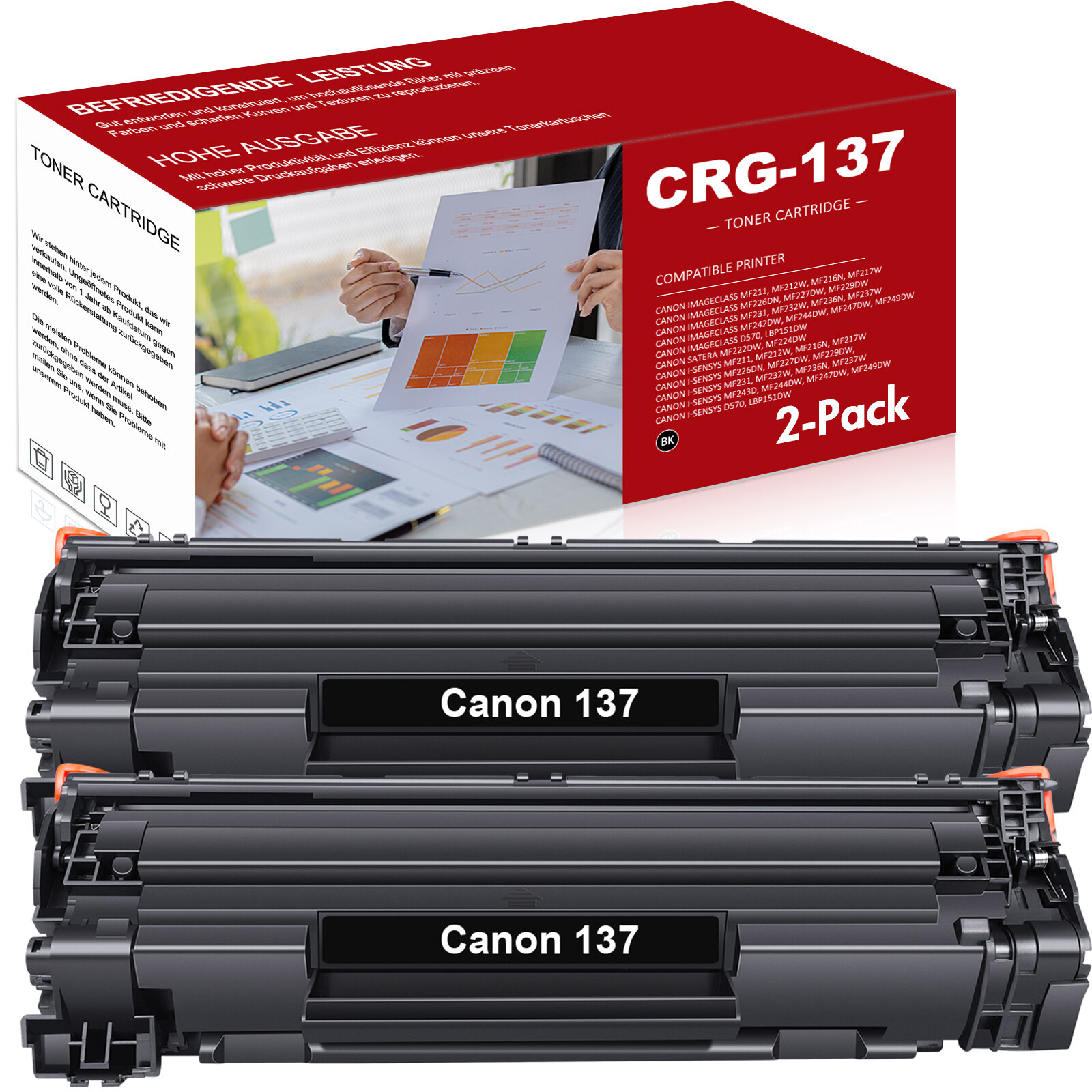 2PK CRG 137 Toner Cartridge for Canon 137 Toner MF232w MF227dw MF212w MF244dw