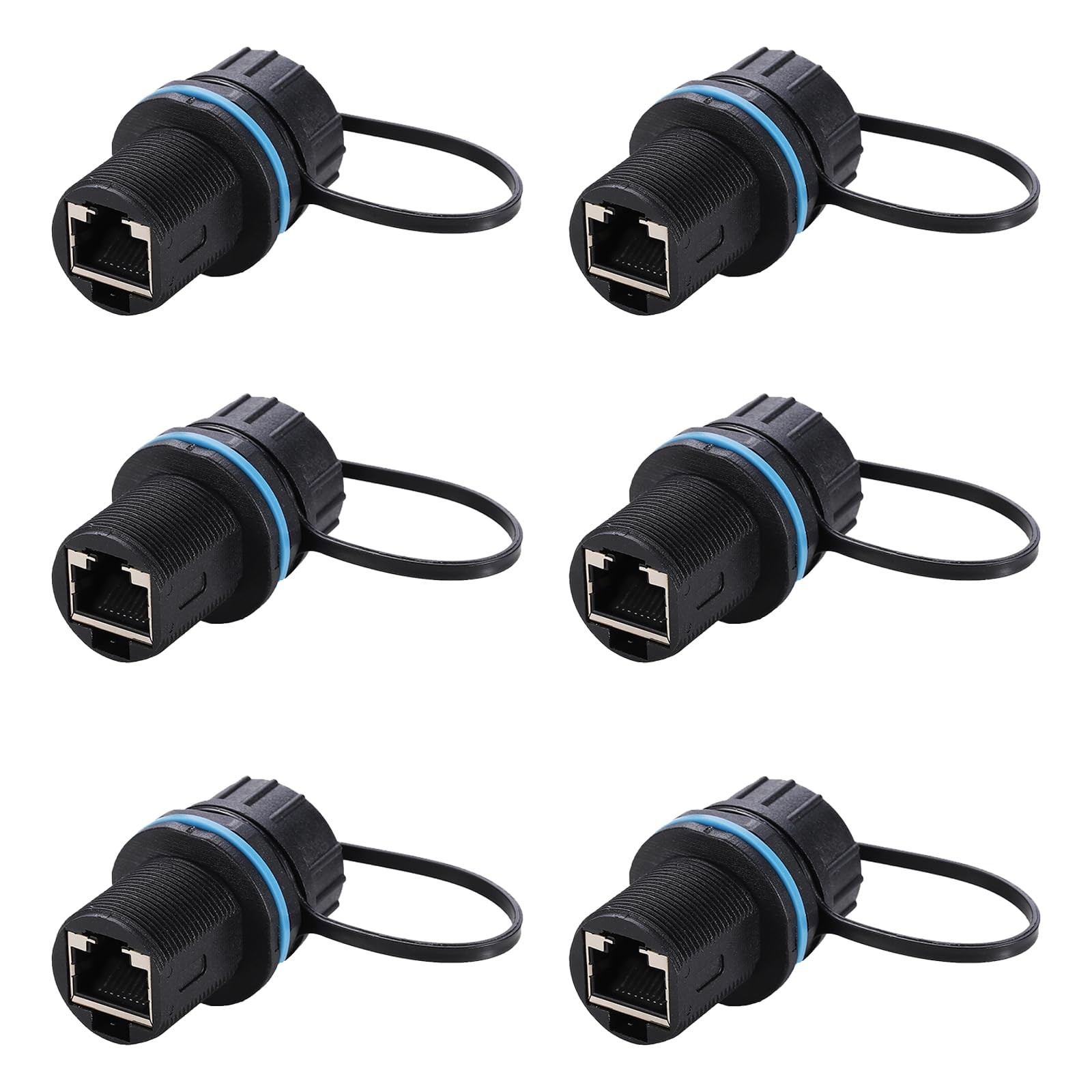 6 PCS Waterproof CAT6 RJ45 Bulkhead Ethernet Coupler Shielded Connector Gold