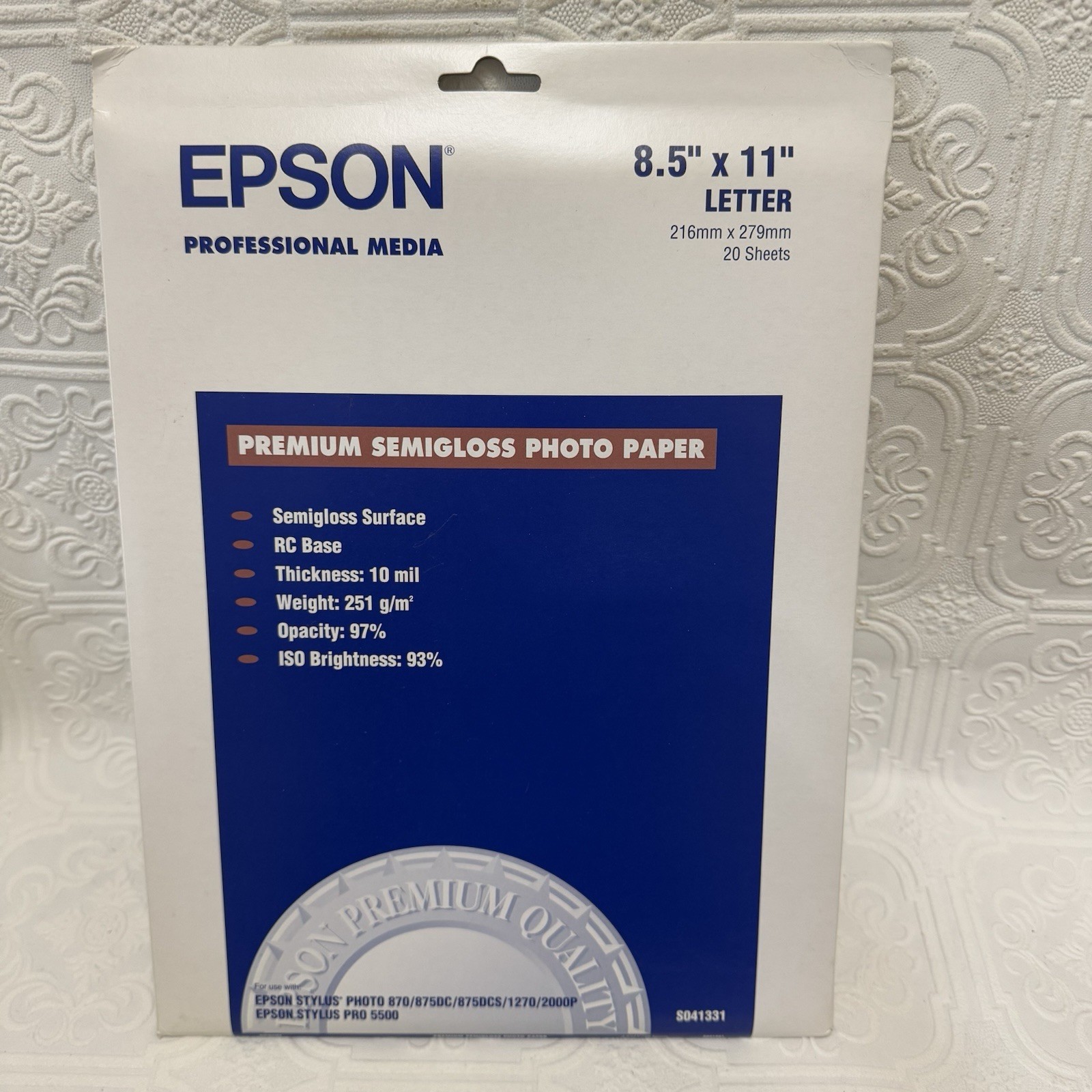 Epson Premium Photo Paper Professional Semi-Gloss 8.5" x 11" 20 sheets NEW Open