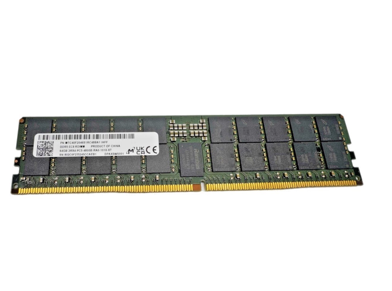 Micron MTC40F2046S1RC48BA1 DDR5 64GB (1x64GB) 4800MHz RDIMM ECC Server Memory