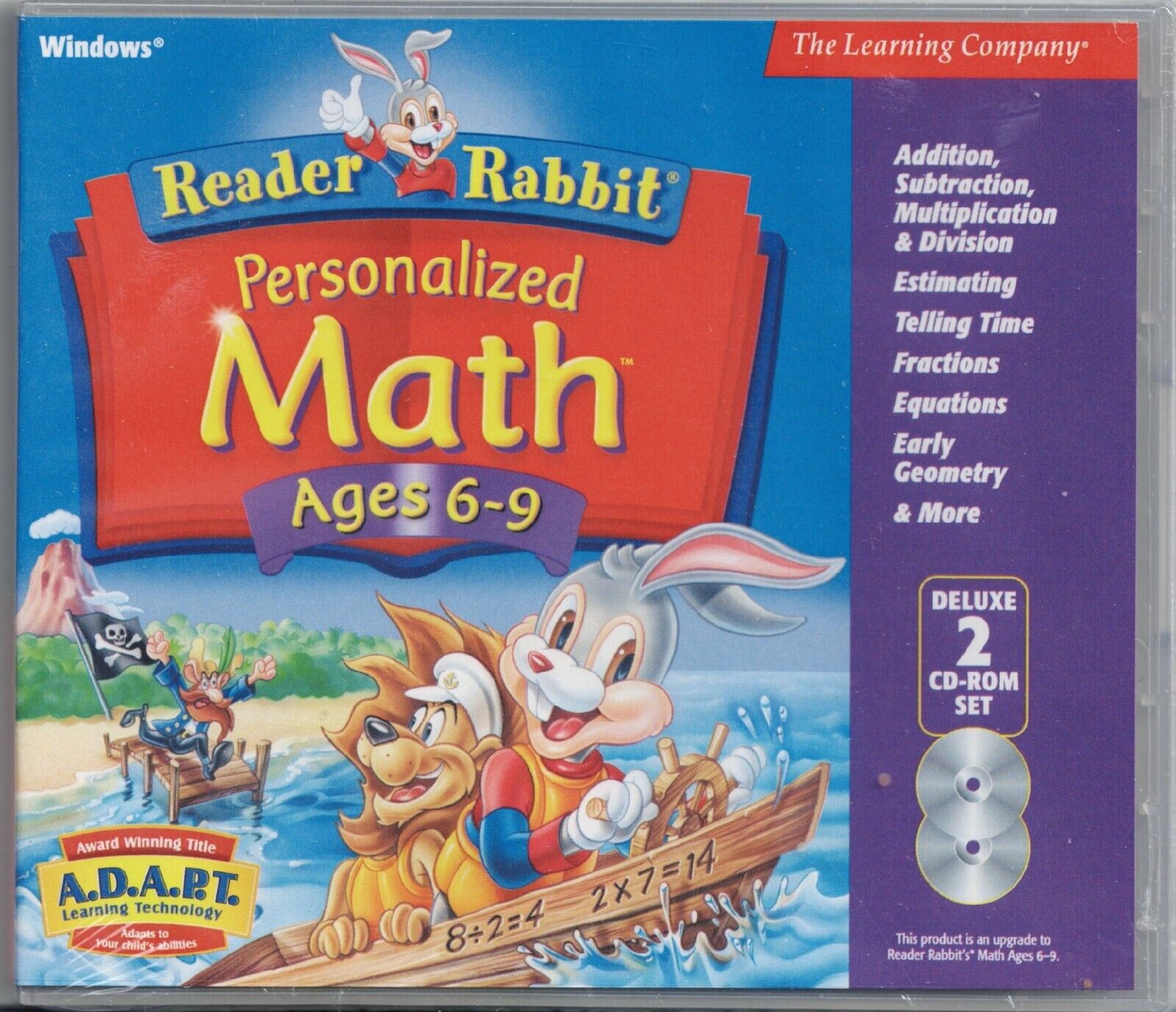 Reader Rabbit Personalized Math Ages 6 to 9 Pc New 2 Cds XP Add Subtract Problem