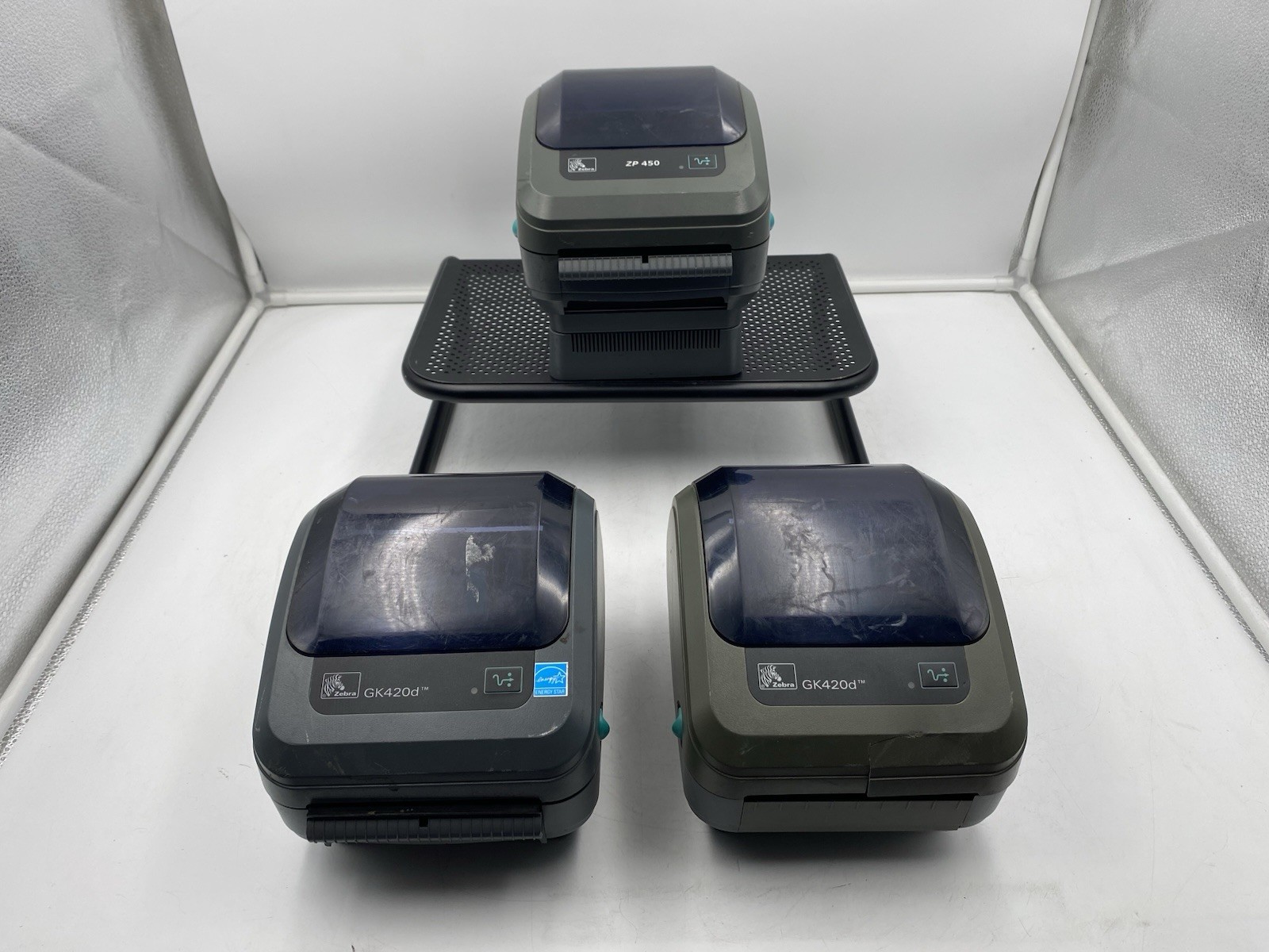 Lot of 3 Zebra ZP450 & 2x GK420d Direct Thermal Printers For Parts/Repair