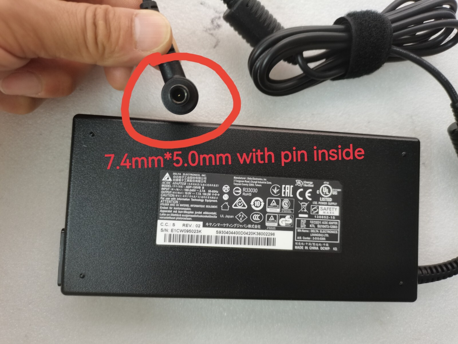 For MSI GL63 9RCX GTX1050 ADP-150VB B Delta 19.5V7.7A 7.4mm 150W Adapter Genuine