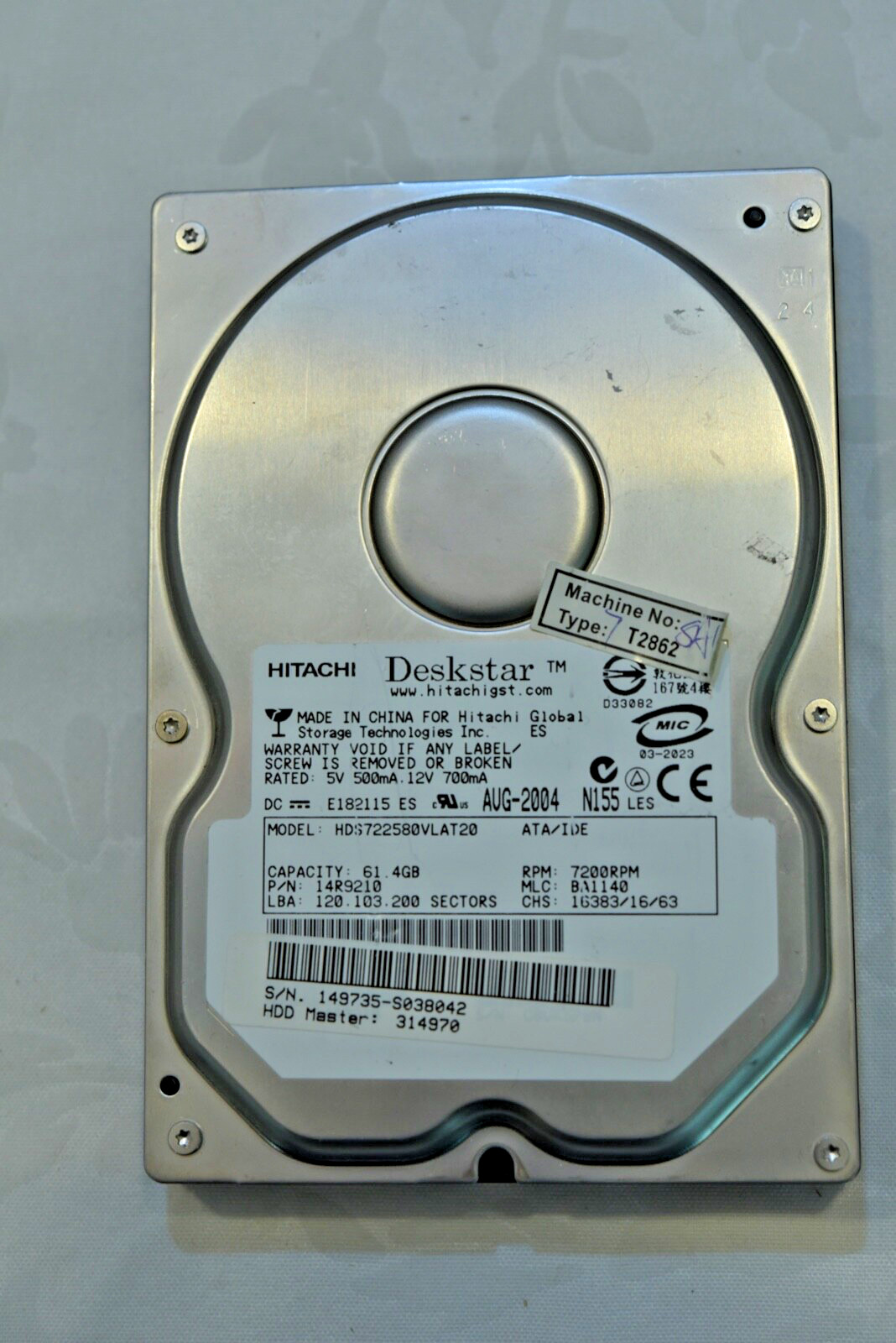 Hitachi Deskstar HDS722580VLAT20 61.4GB 3.5" IDE Hard Drive - Tested/Working