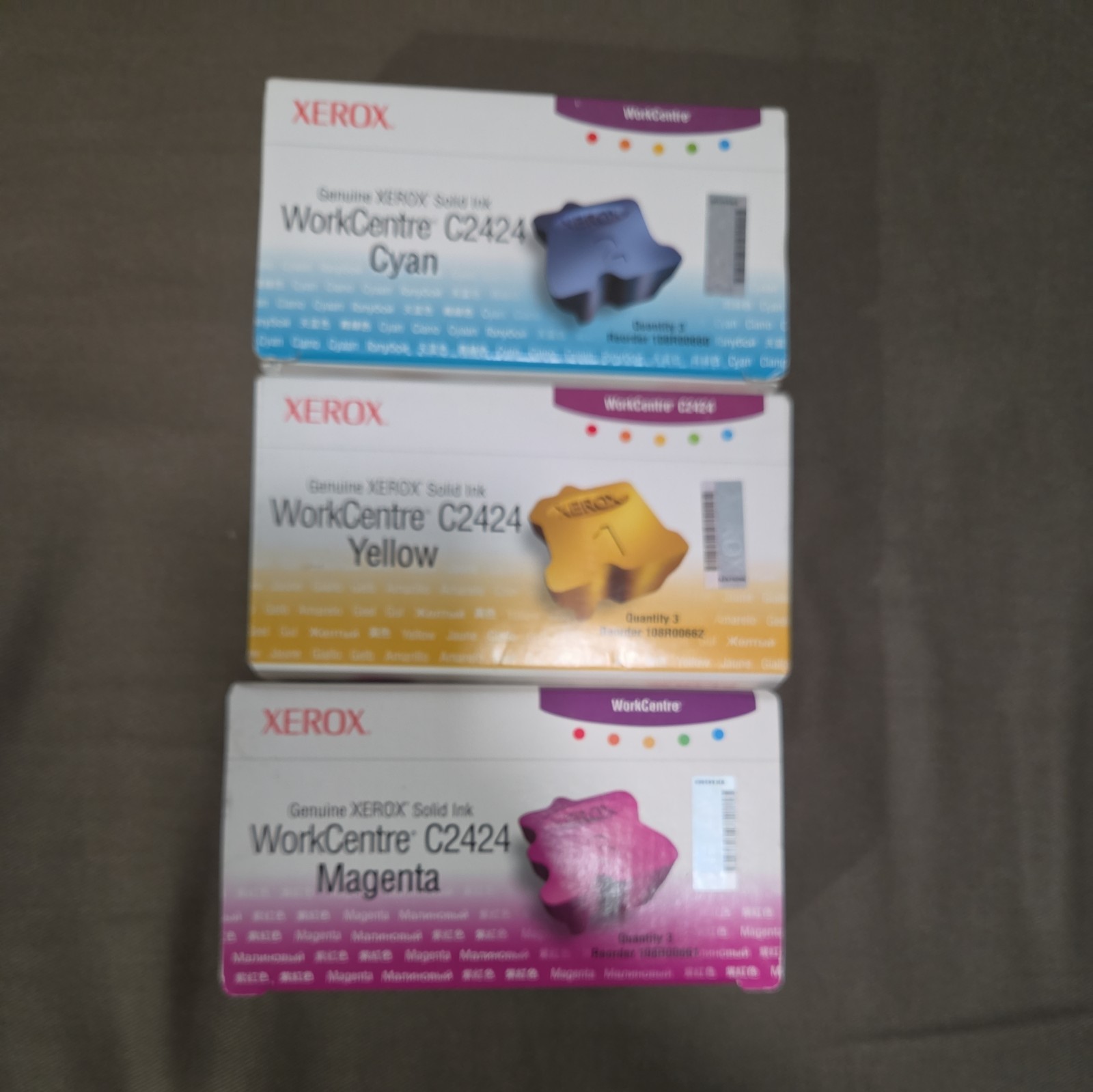 Genuine Xerox WorkCentre C2424 Solid Ink Set Yellow, Cyan, Magenta NIB sealed