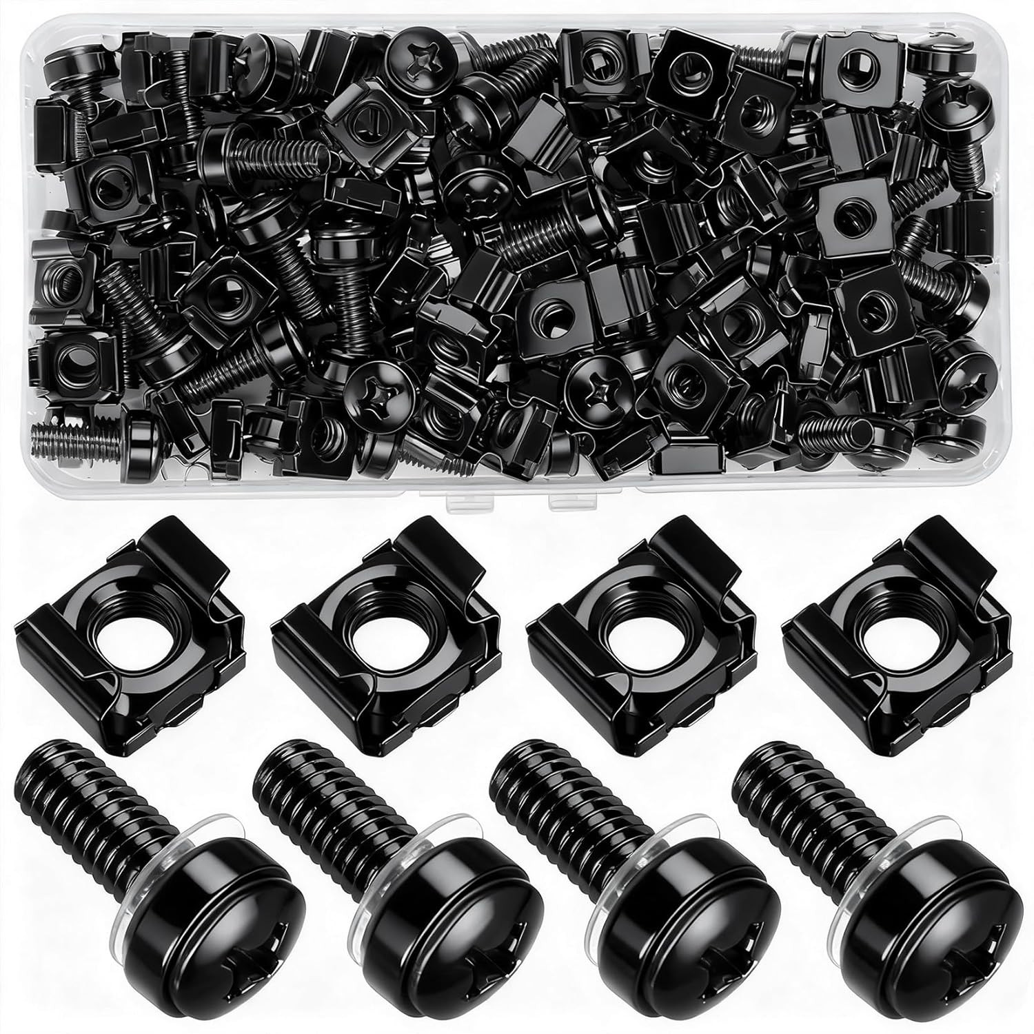 110 Pcs Rack Mount Screws Cage Nuts Kit M6 x 20mm Server Rack Hardware Set