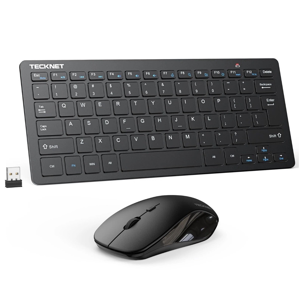 TECKNET Wireless Keyboard Mouse Combo Mini 2.4GHz Silent Quiet PC Mac Laptop