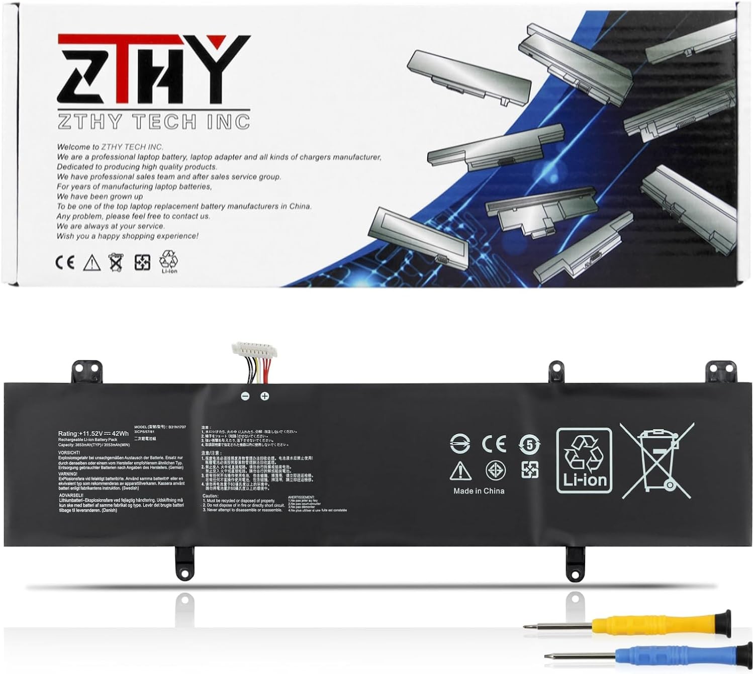 B31N1707 B31N1707 1 Laptop Battery Replacement for Asus VivoBook S14 S410 S410U