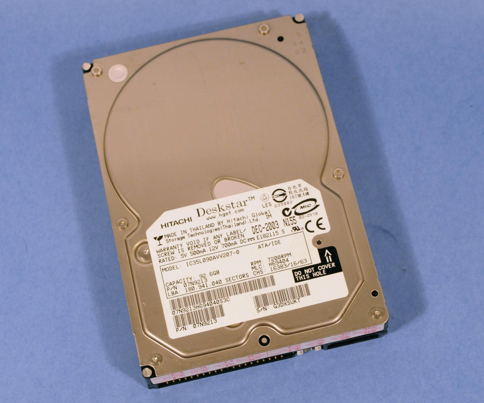 IDE Hard Drive Hitachi Deskstar 92.6 GB