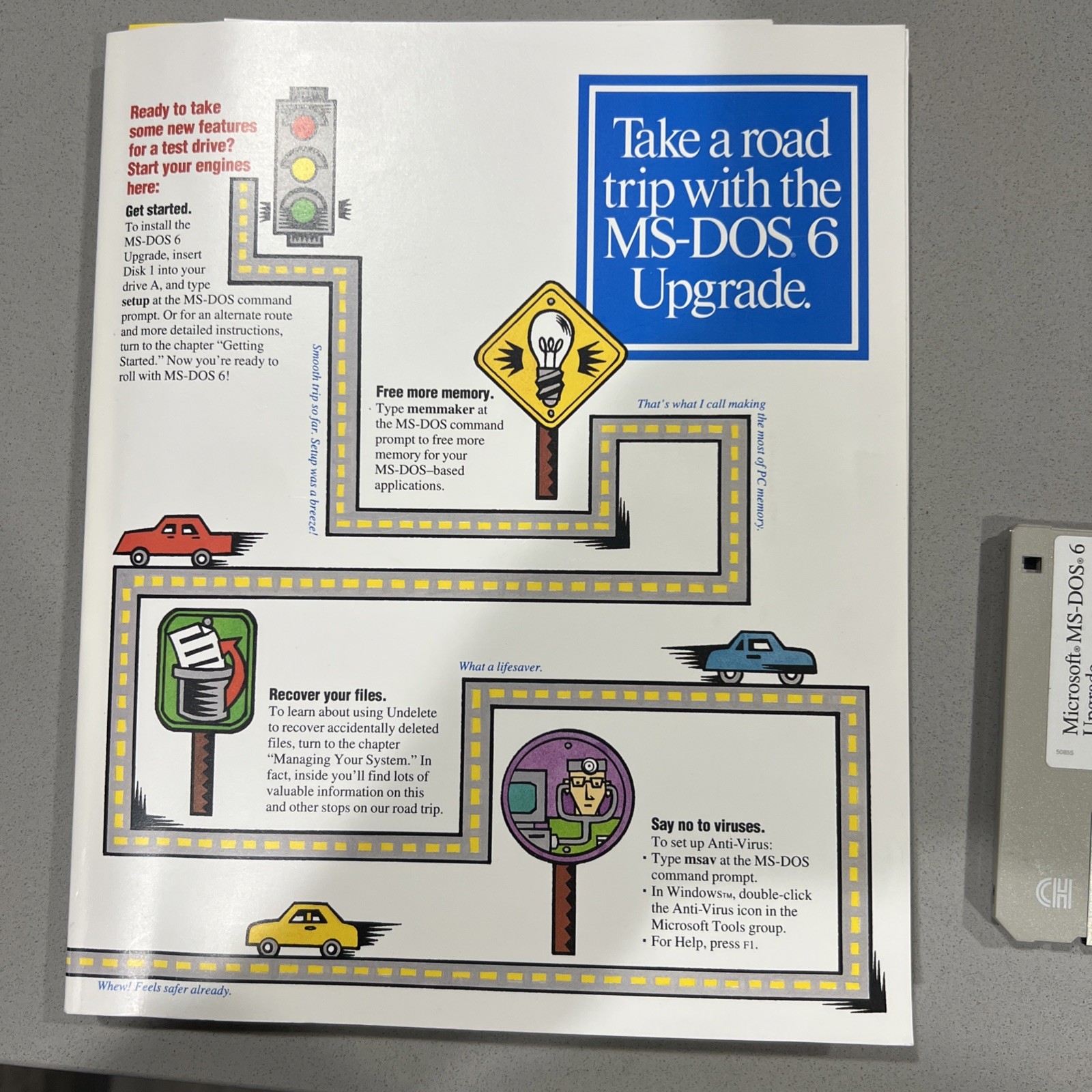 Vintage Microsoft MS-DOS 6 Upgrade 3.5 Floppy Disks (2) + User Guide