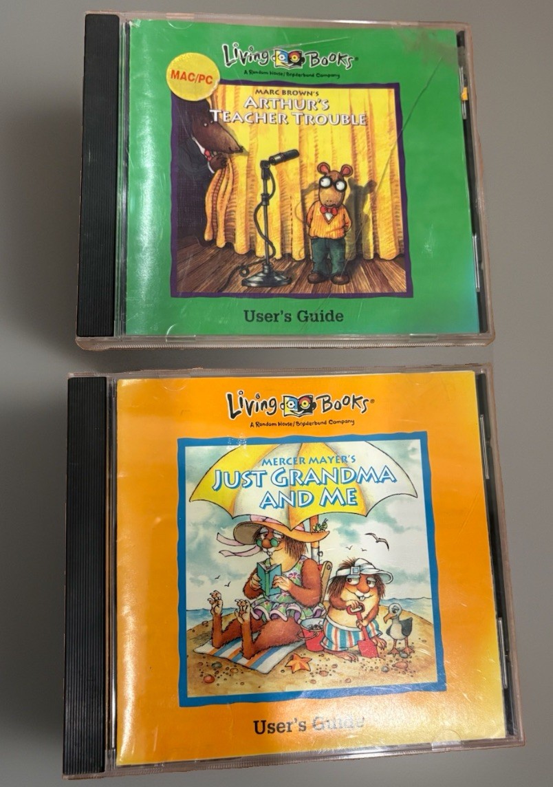 VINTAGE Living Books "Just Grandma and Me" & "Arthur's Teacher Trouble" CD ROM