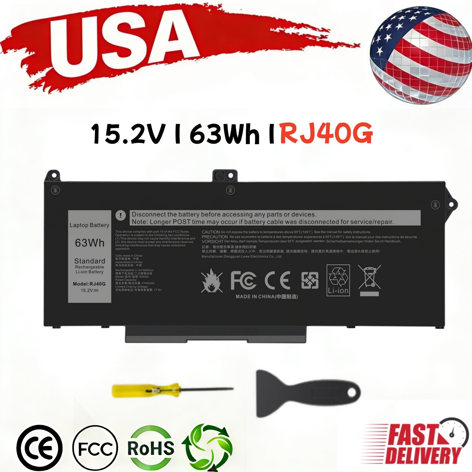 ✅LOT 10x RJ40G Battery for Dell Latitude 5420 5520 Precision 3560 01K2CF 63wh