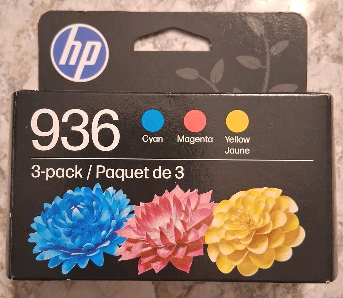 HP 936 3 PACK GENUINE INK CARTRIDGES.  EXP 2028. NEW.
