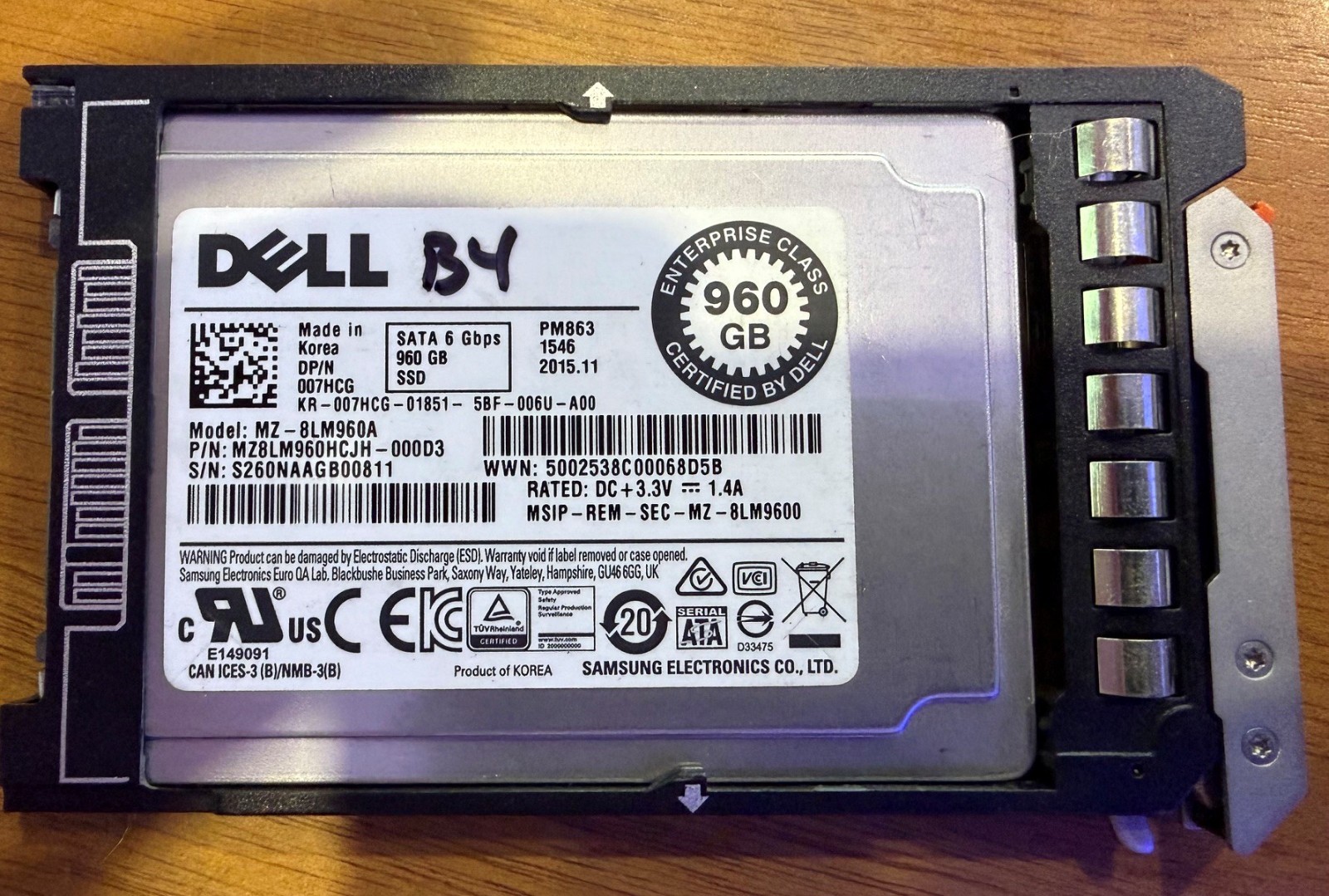 (Lot of 4) Dell MZ-8LM960A Samsung PM863 960GB 6G 1.8" Micro SATA SSD