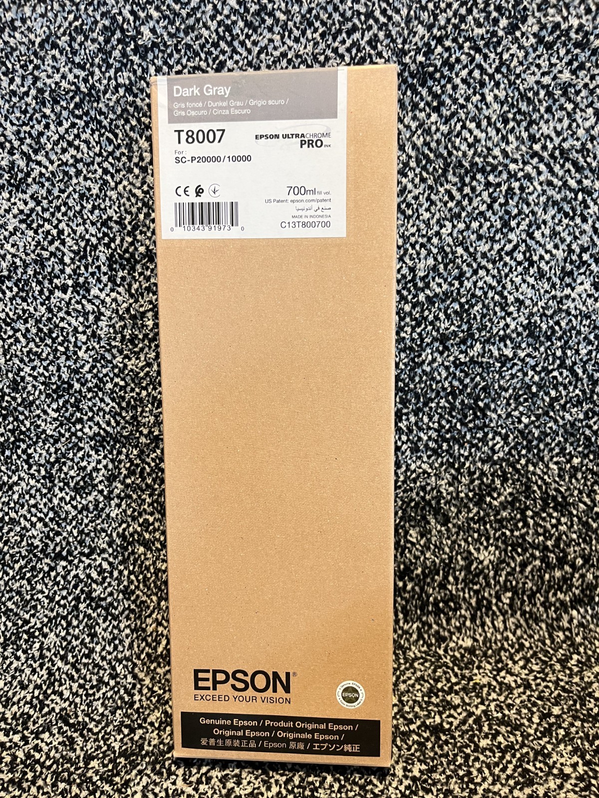GENUINE Epson UltraChrome PRO T8007 Dark Gray Ink 700ML Date: September 2024