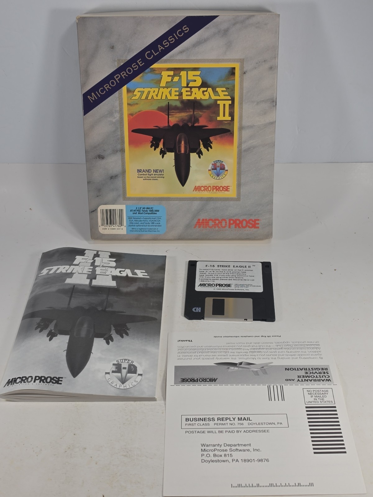 Microprose Classics F15 Strike Eagle II - Vintage Big Box - PC 3.5" Disk 