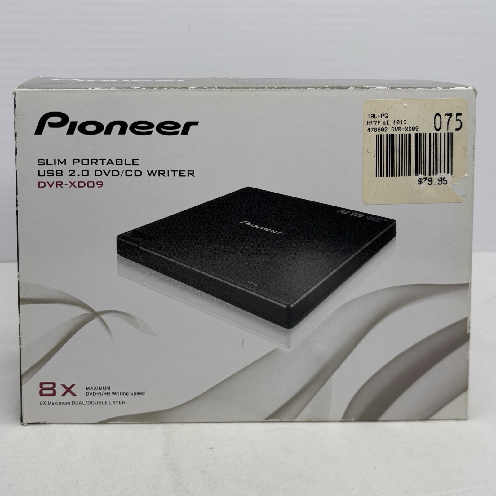 NEW Pioneer Slim Portable USB 2.0 DVD/CD Writer DVR-XD09 8x Max Speed