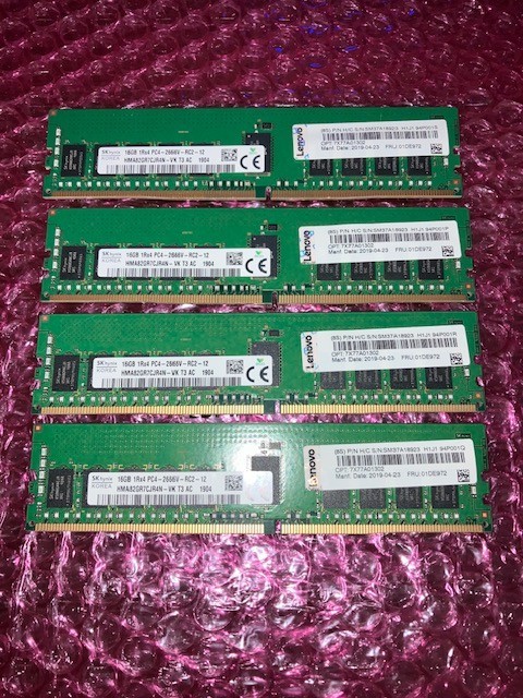Lot 4 SK Hynix 16GB 1Rx4 PC4-2666V-RC2-12 ECC REG Server Memory HMA82GR7CJR4N-VK