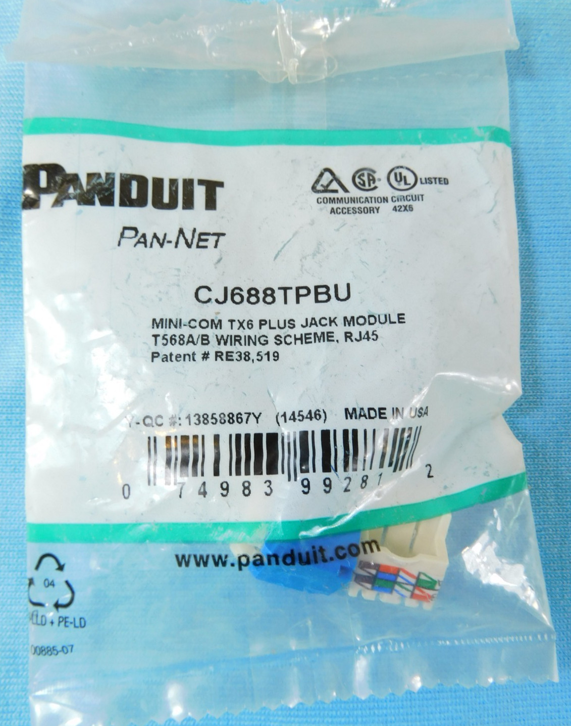 Panduit CJ688TPBU Blue Mini-Com TX6 Plus Jack Module Cat6 - QUANTITY OF 3