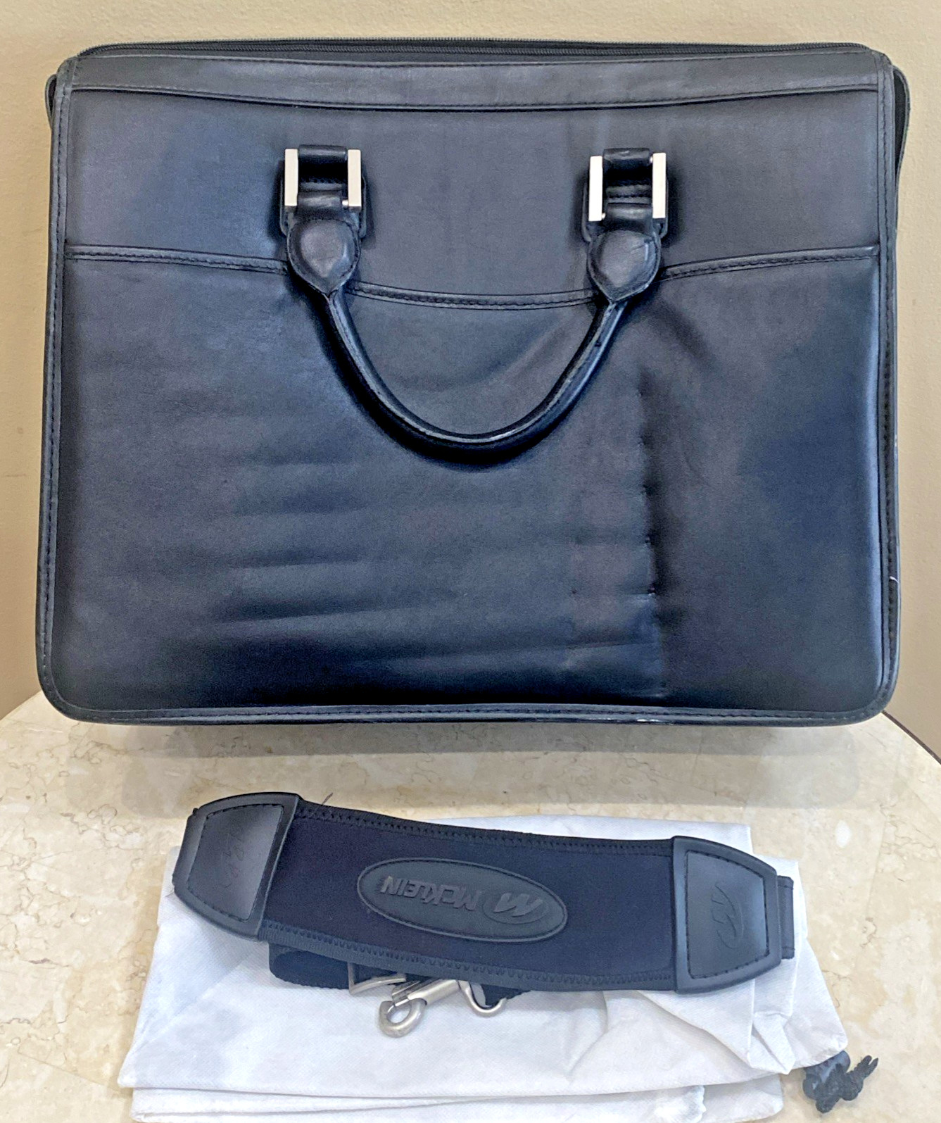 McKlein USA Black Lake Forest 17" Laptop Tablet Briefcase + Shoulder Strap
