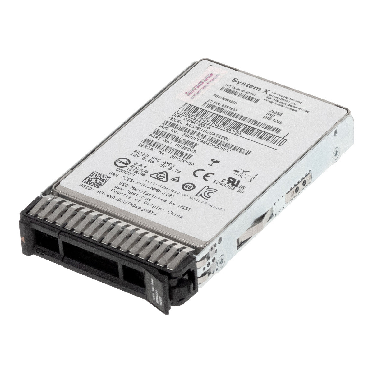 HARD DRIVE SSD LENOVO 00NA685 00NA688 HUSMR1625ASS201 250GB MLC SAS-3 2.5'