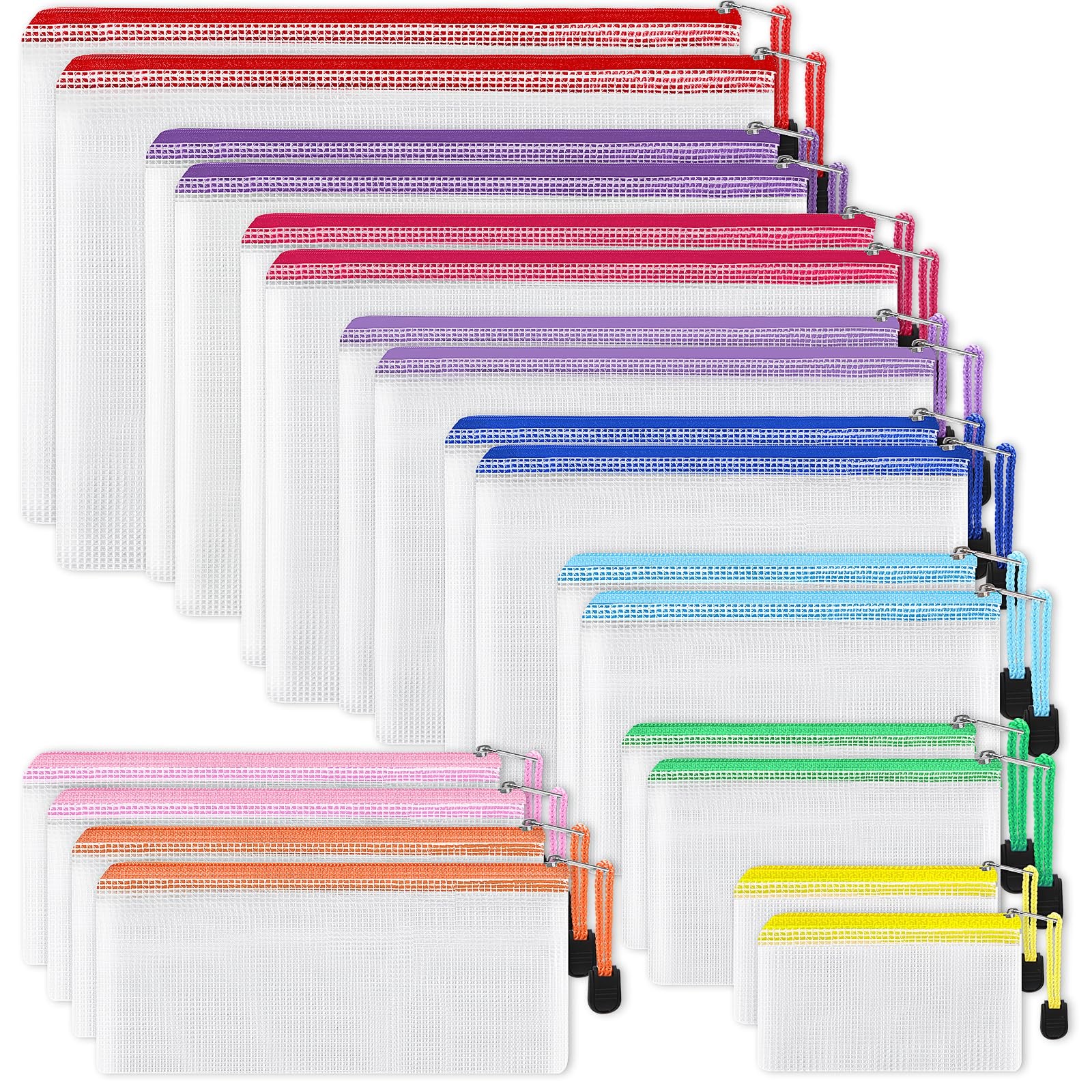 Mesh Zipper Pouch 20pcs Waterproof Travel Storage 8 Sizes 10 Color EOOUT Bags