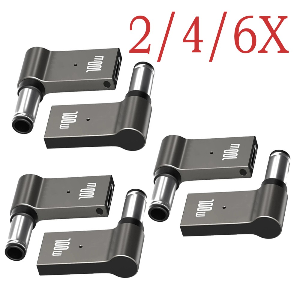 2/4/6pcs 100W Type C Female to DC Male Jack 7.4x5.0mm Fast Adapter for HP Laptop