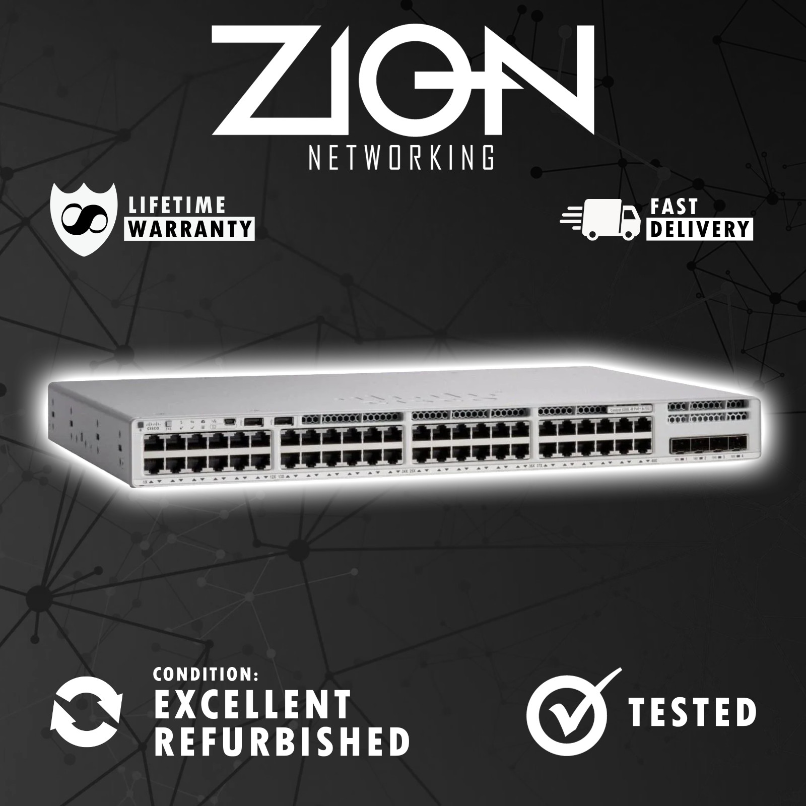 Cisco C9300L-48P-4G-E Catalyst 9300L Series 48port PoE Network Switch