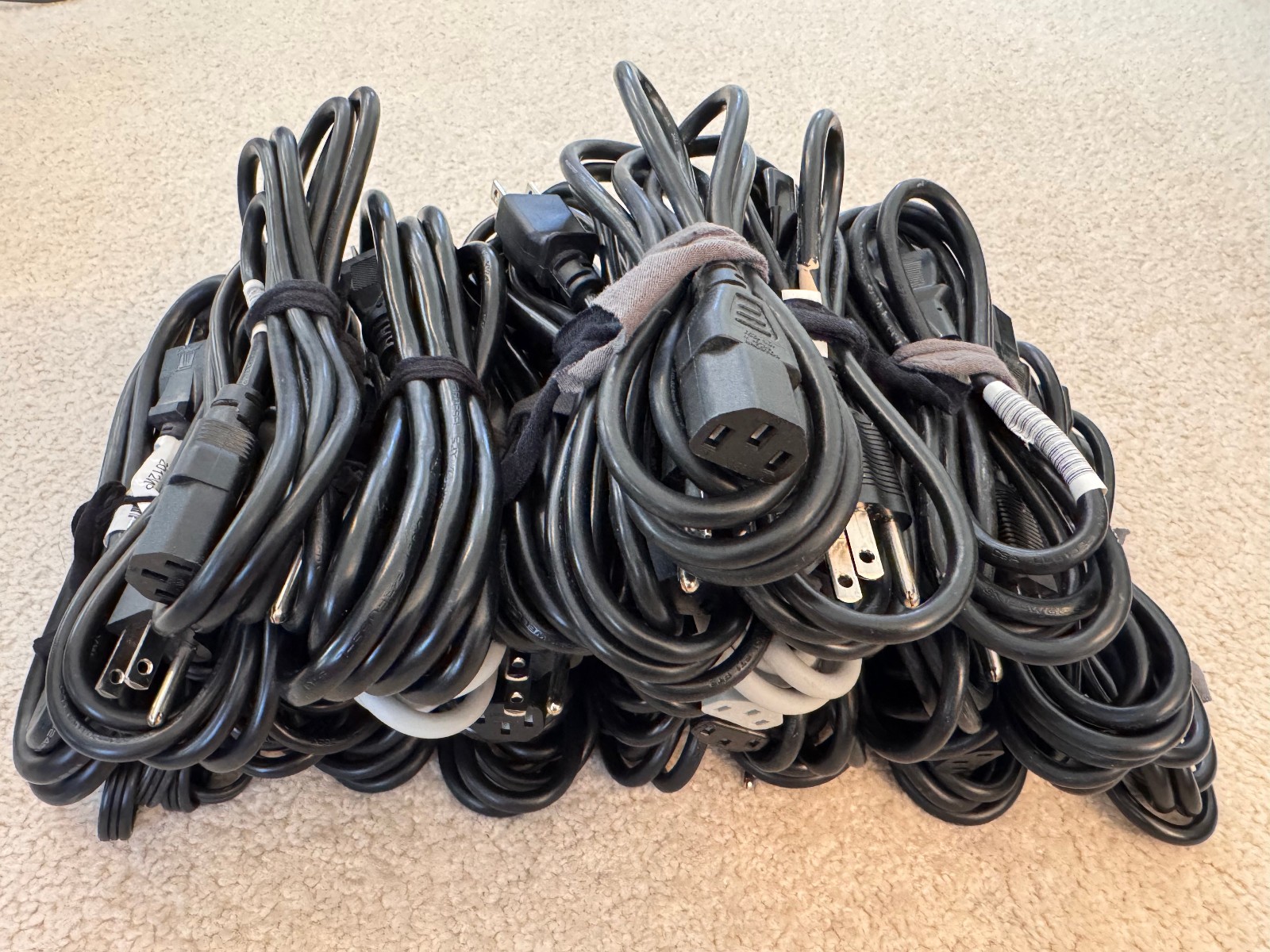 LOT OF 26 KETTLE END POWER CORDS 6 FT US 3 PRONG COMPUTER PRINTER MONITOR TESTED