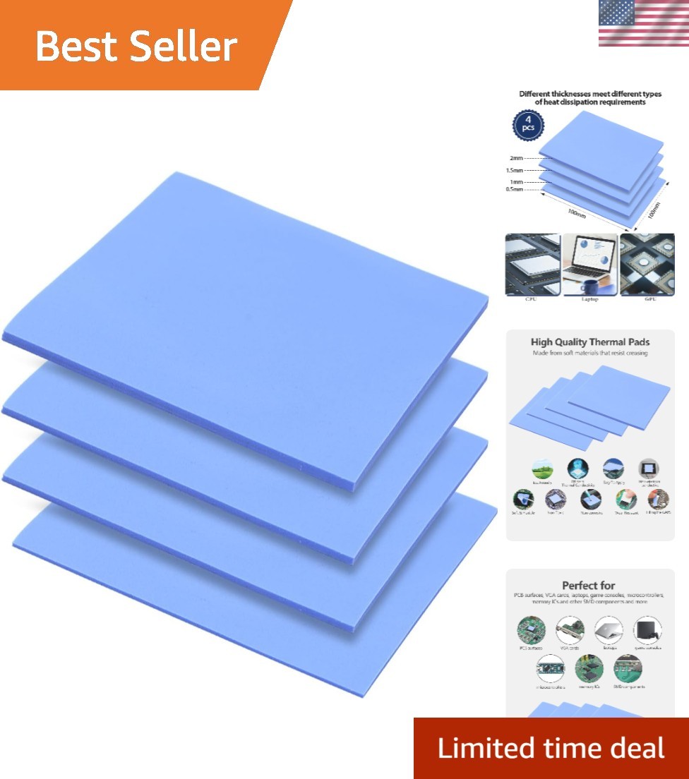 4 Pack Thermal Pad 100X100Mm (0.5Mm 1.0Mm 1.5Mm 2.0Mm) Blue Silicone Thermal Pad