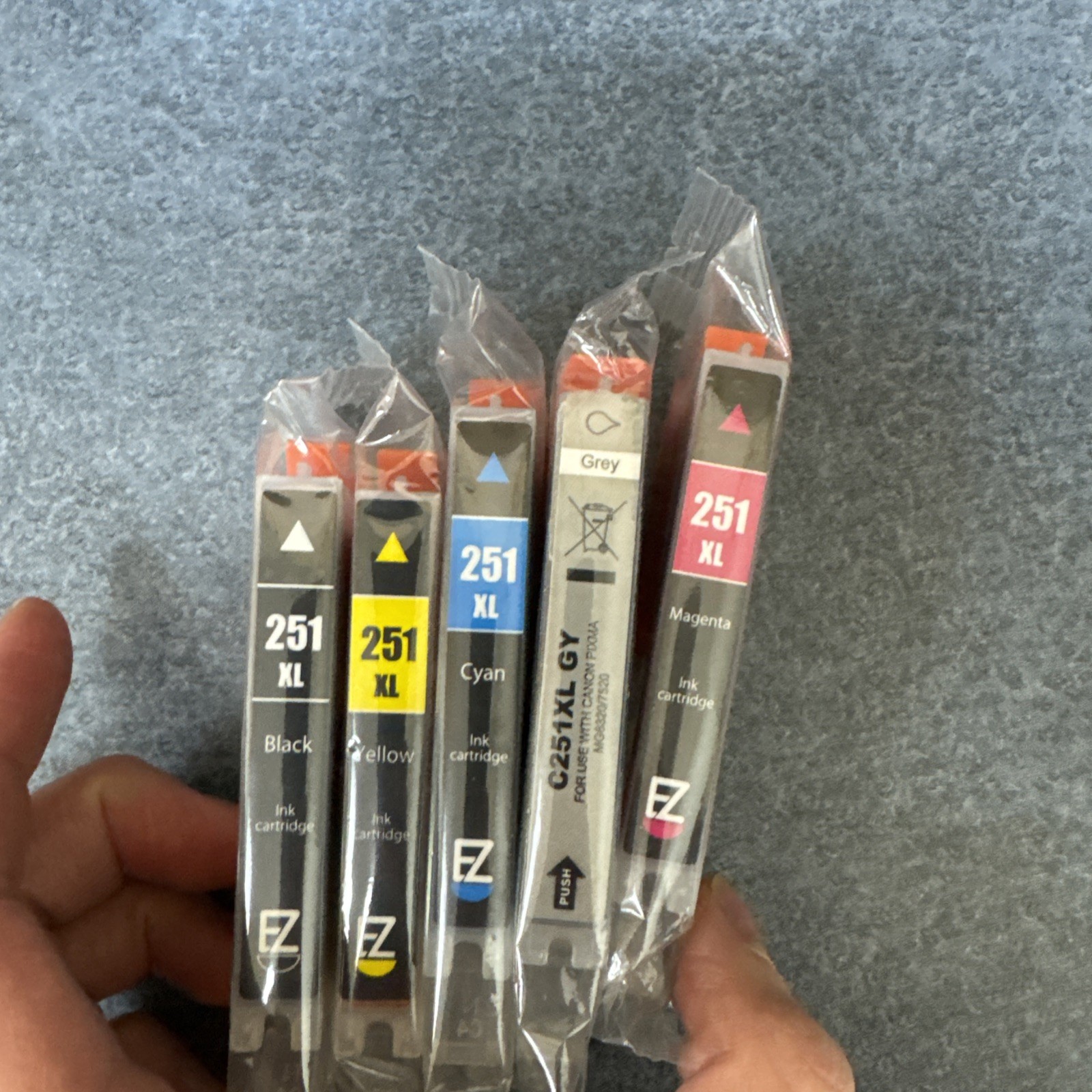 Set Lot Of 5 Ink Cartridges 251 XL Black Yellow Cyan Grey Magenta New C-251