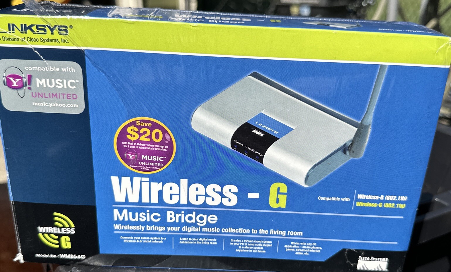 Cisco Linksys WMB54G Wireless G Music Bridge 2.4 Ghz 802.11g Open Box  Complete
