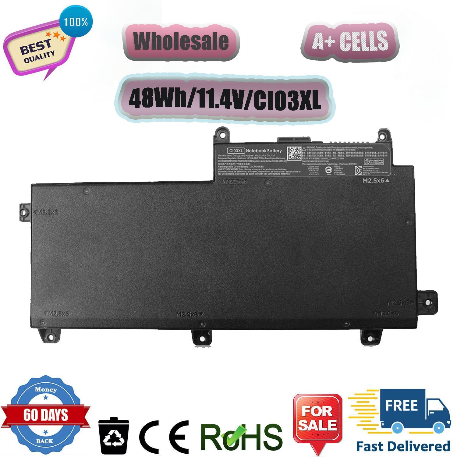 2PCS CI03XL 801554-001 Notebook Battery for HP 640 G2, 640 G3, 650 G2, 650 G3 US