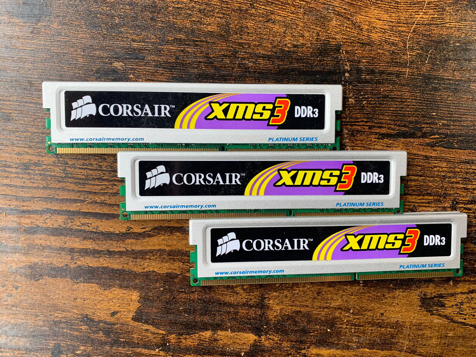 LOT OF 3 CORSAIR XMS3 DDR3 2GB (6GB Total) RAM MEMORY TR3X6G1600C9