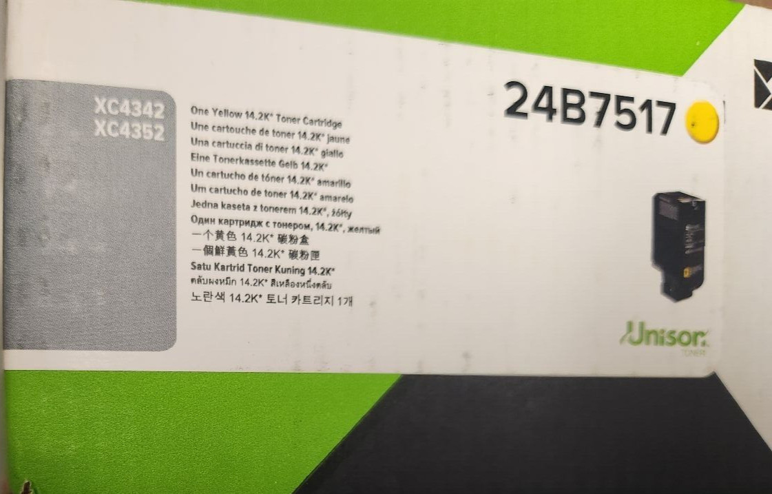 Lexmark 24B7517 Yellow Cartridge for Lexmark XC4342 and XC4352
