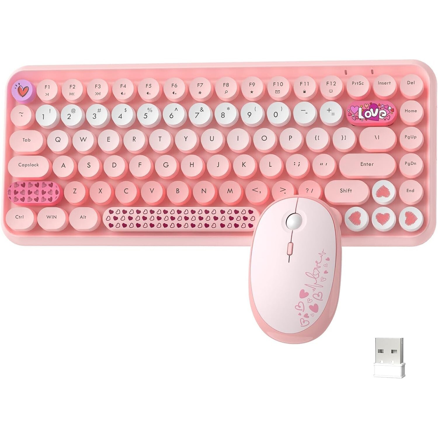 AJAZZ 308I 2.4G Wireless Retro Cute Round Keyboard&Mouse Set,Gradient,Quiet,Slim