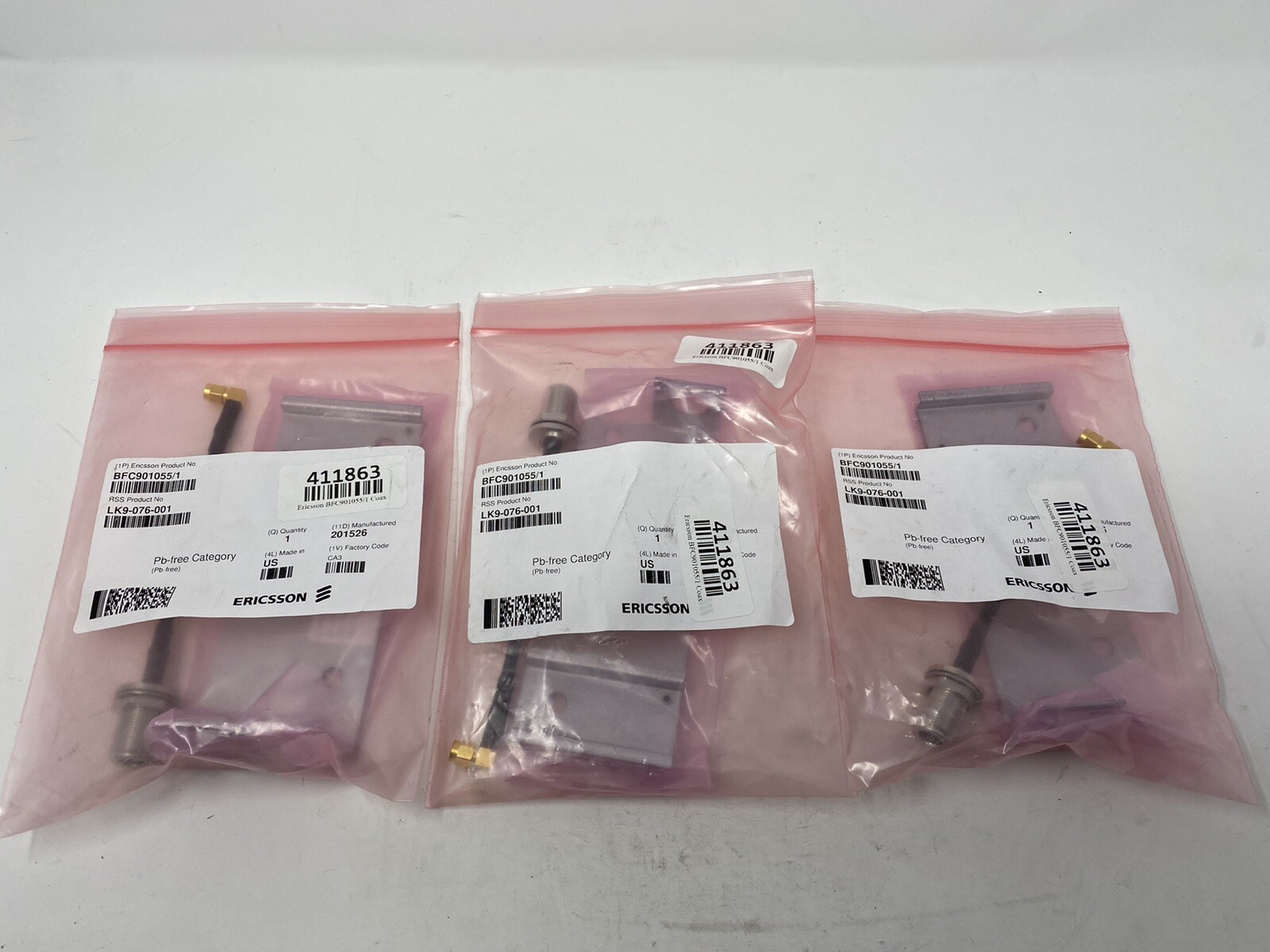(Lot of 3) Ericsson BFC901055/1 Coax Cable Bracket Kit
