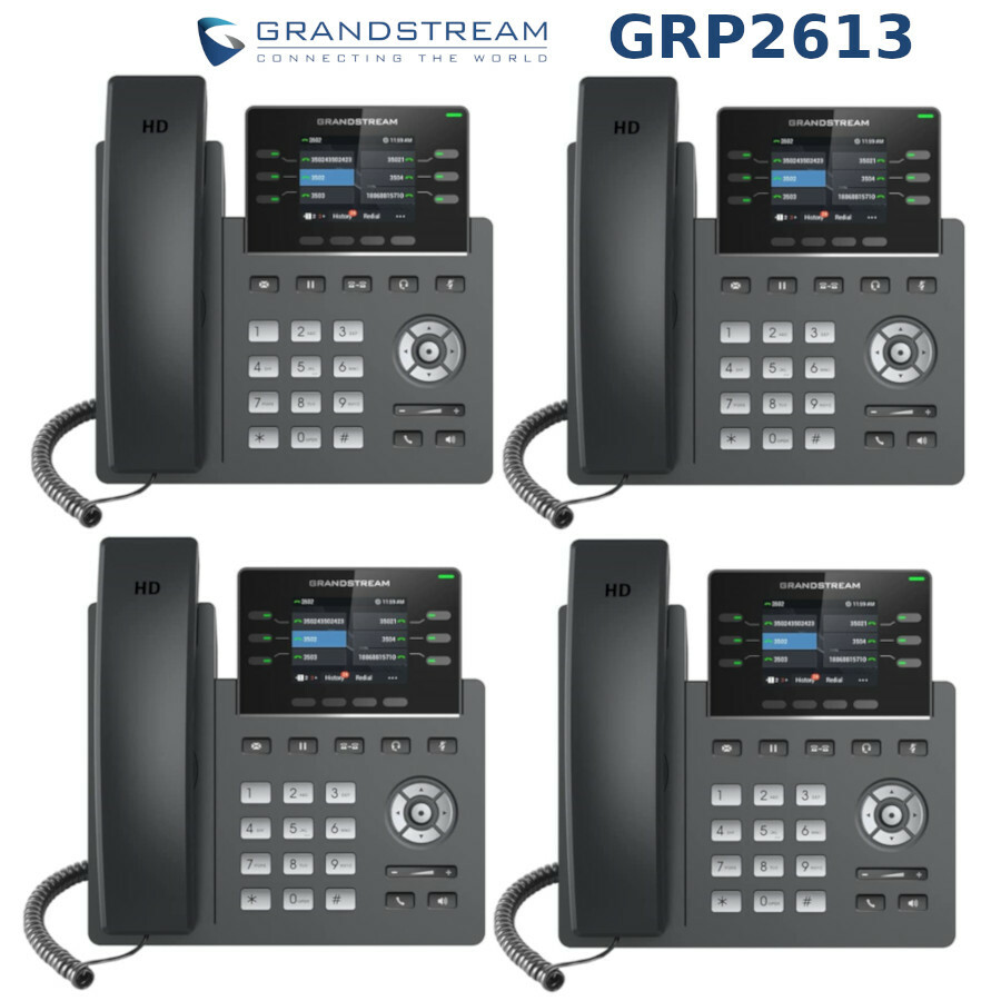 4 Grandstream GRP2613 3-Line Carrier-Grade IP Phone PoE Gigabit Color Screen