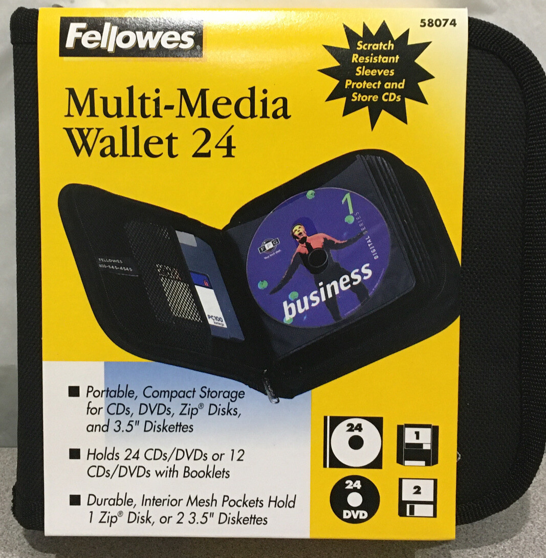 Fellowes Multi-media Wallet, 24  Disc- DVD Holder Case - New