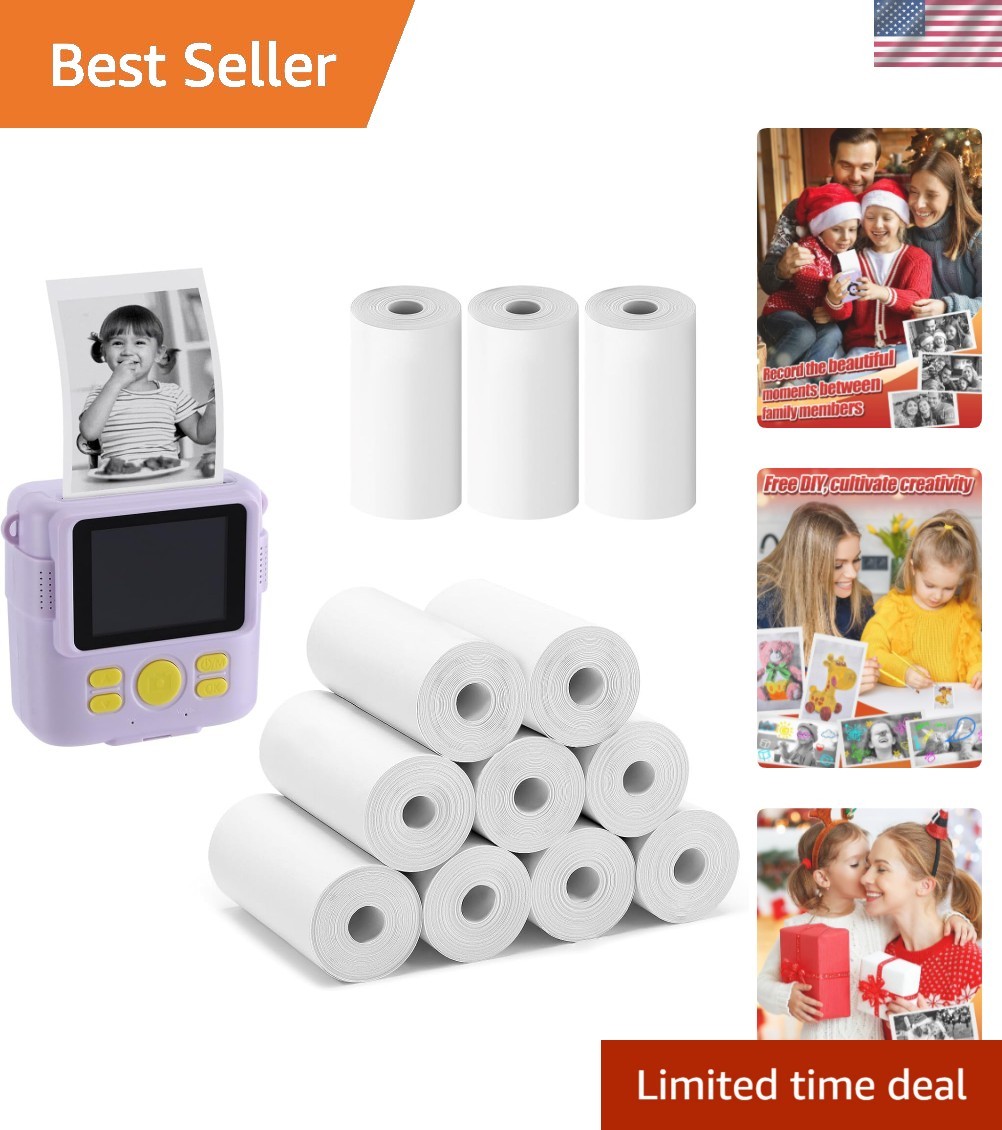 12 Rolls Kids Instant Camera Print Refill Paper - Photo Printer Thermal Paper...