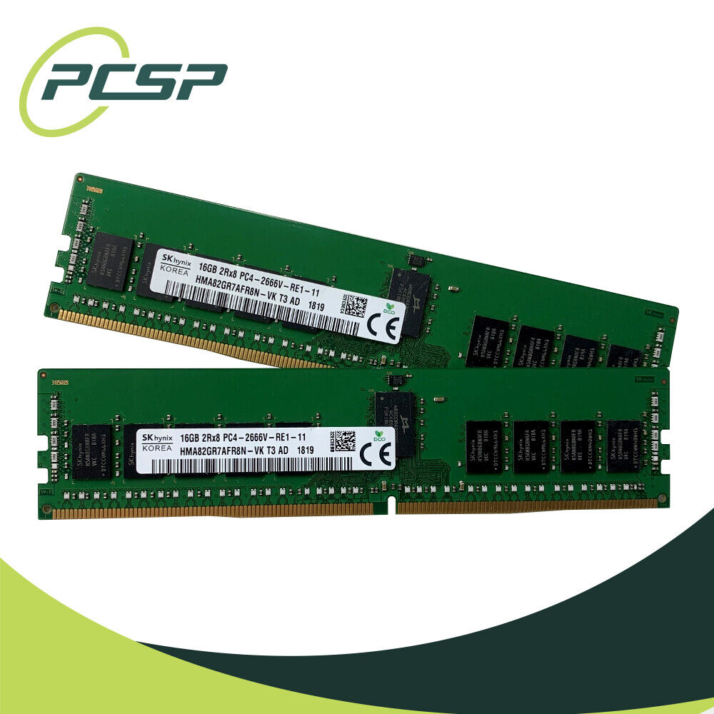 32GB RAM Kit - Hynix (2x16GB) PC4-2666V-R DDR4 2Rx8 RDIMM RAM HMA82GR7AFR8N-VK