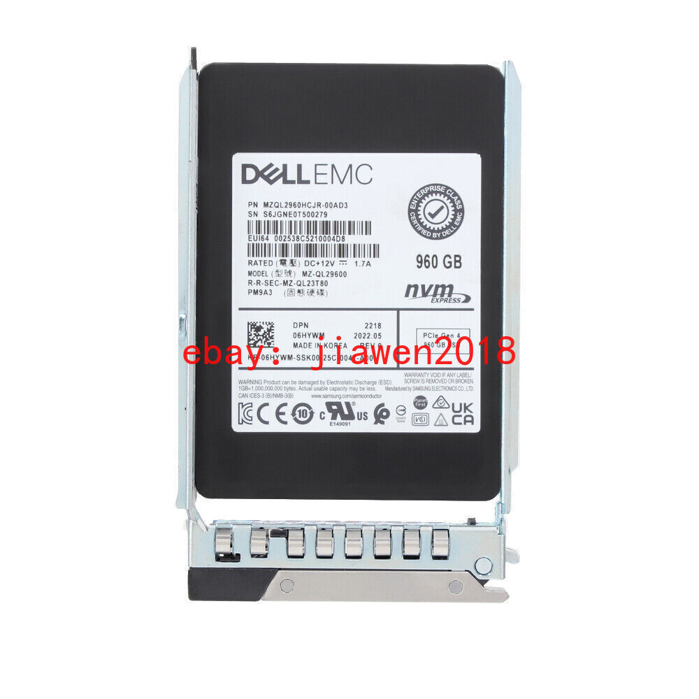 Samsung PM9A3 960GB 2.5" NVMe PCIe Solid State Drive MZQL2960HCJR-00AD3 DELL SSD