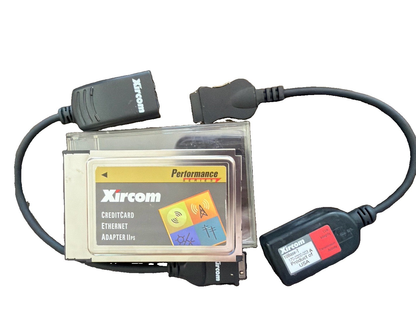 Xircom Creditcard Ethernet Adapter IIps PCMCIA Card PS-CE2-10 W/ 2 Dongles