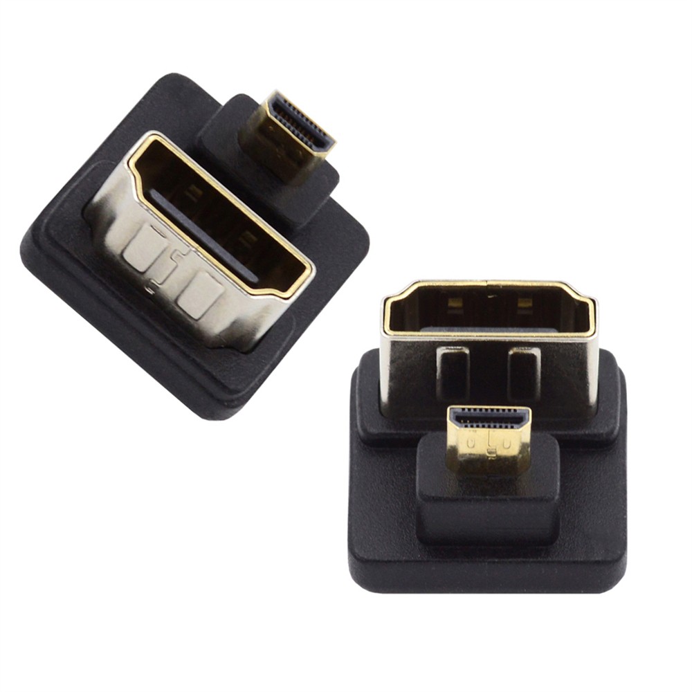 CY Micro HDMI 1.4 Male Type-D to HDMI Female Up & Down Angled Extension Adapter