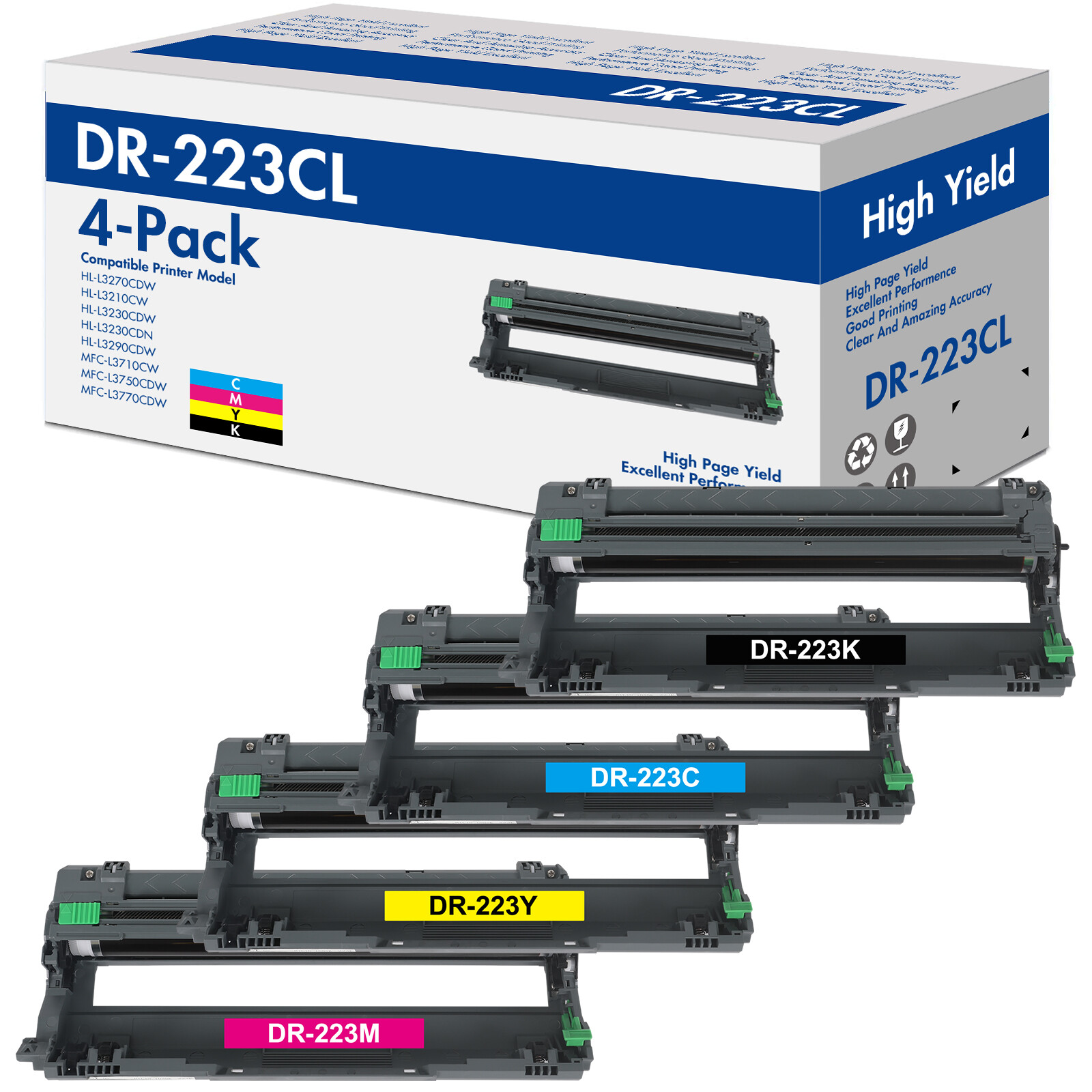 4 PK DR223 Drum Unit Compatible With Brother HL-L3270CDW MFC-L3770CDW TN227