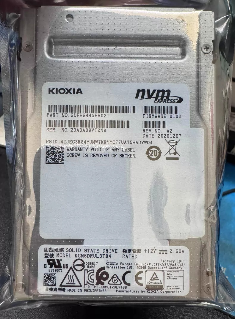 Kioxia KCM6DRUL3T84 3.84TB GEN4 2.5" CM6 U.2 PCIE4.0 NVMe SSD