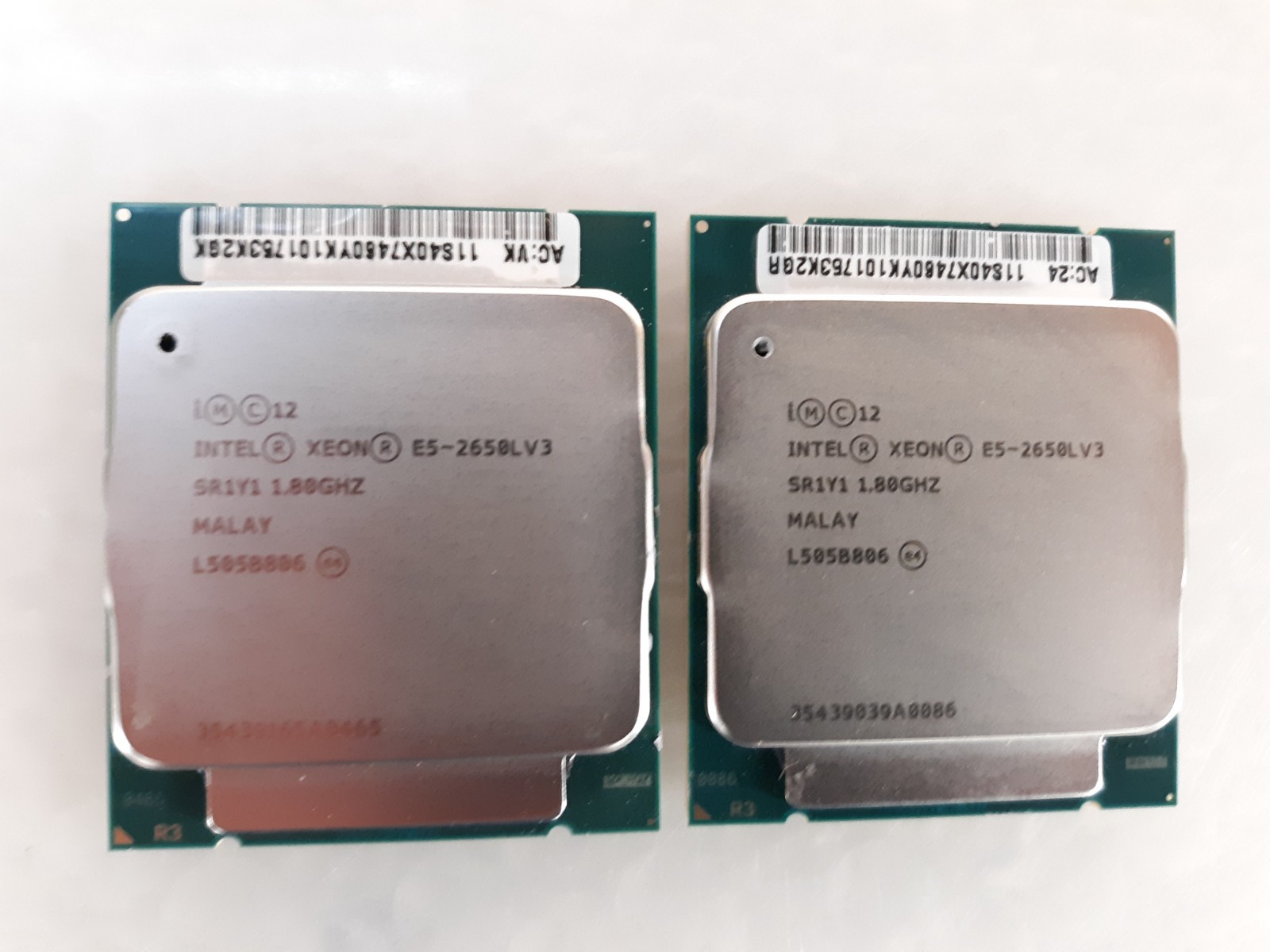 Pair of Intel Xeon E5-2650L V3 SR1Y1 12-Core 1.80GHz CPU Processor